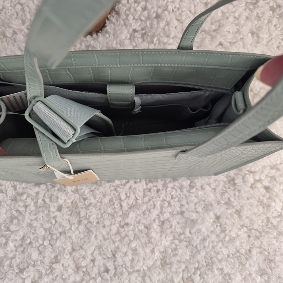 BNWT BEIS Tote Work bag Water Repellent Croc Embossed  Green Sage Pastel - Picture 11 of 13